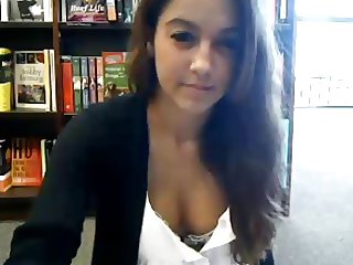 Hot collage girl at library webcam flash...
