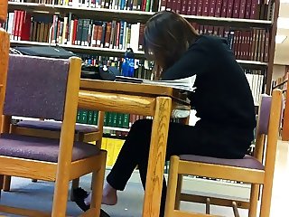 Candid Asian Library Feet Shoeplay Flats Dangling Pt 1